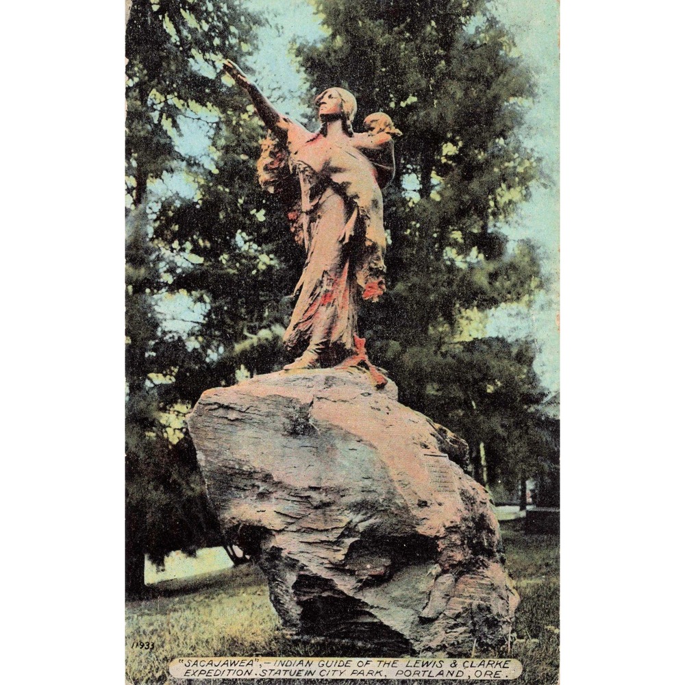 Vintage 1913 Sacajawea Statue Postcard Portland Oregon Lewis & Clarke Expedition - Picture 1 of 2